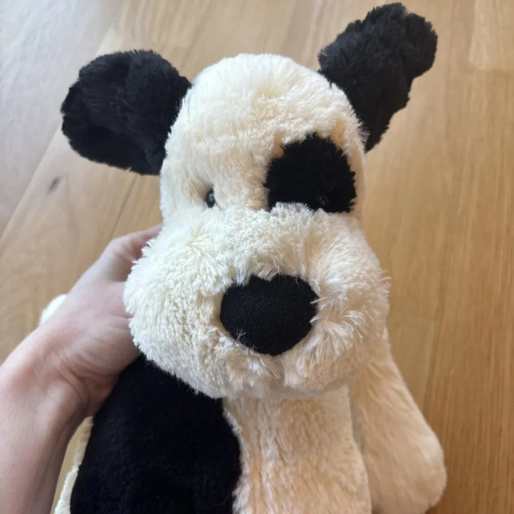Jellycat London Bashful Puppy Black & Cream Big  Large Plush Spot Dog Toy - Picture 3 of 7